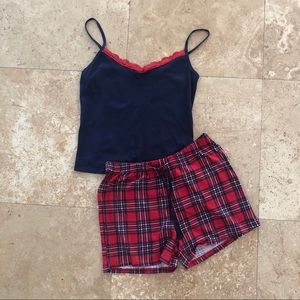 NWOT Plaid & Lace Pajama Tank and Shorts